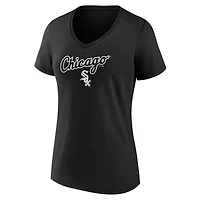 T-shirt à col en V noir pour femme Chicago White Sox Team Lockup