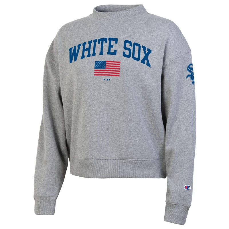 Sweat-shirt Champion pour femme, gris chiné, Chicago White Sox, style Americana Triumph Fleece Tri-Blend
