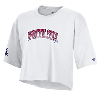 Women's Champion  White Chicago Sox Boyfriend Cropped Americana T-Shirt