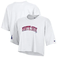 Women's Champion  White Chicago Sox Boyfriend Cropped Americana T-Shirt