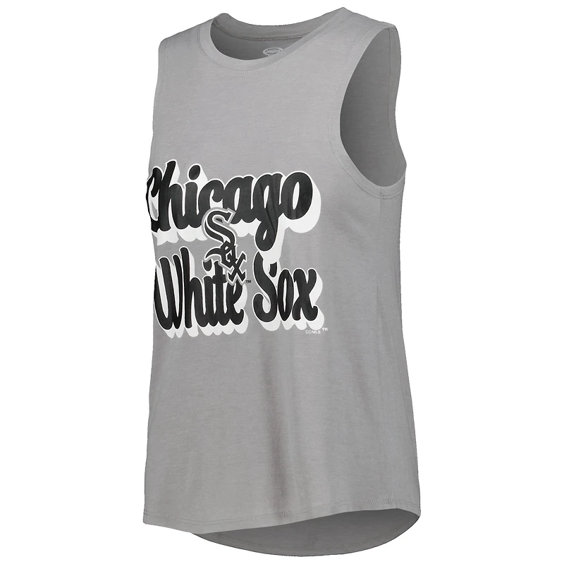 Women's Concepts Sport Heather Black/Heather Gray Chicago White Sox Wordmark Meter Muscle Tank Top & Pants Sleep Set