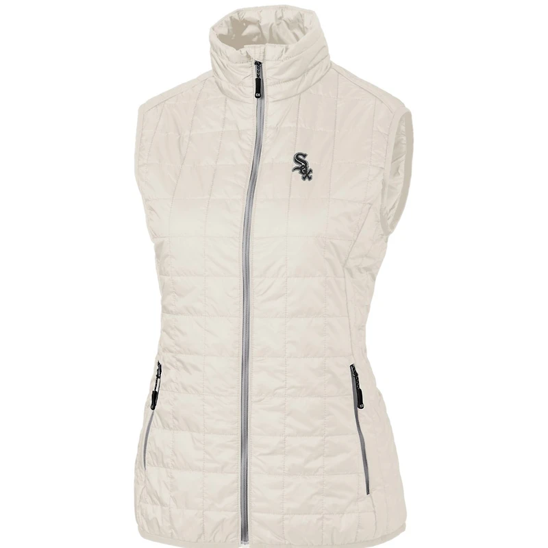 Gilet matelassé entièrement zippé PrimaLoft Eco pour femme, couleur crème, des Chicago White Sox, Cutter & Buck
