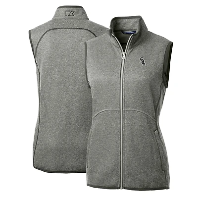 Gilet en tricot zippé pour femme, couleur gris chiné, Cutter & Buck, des Chicago White Sox