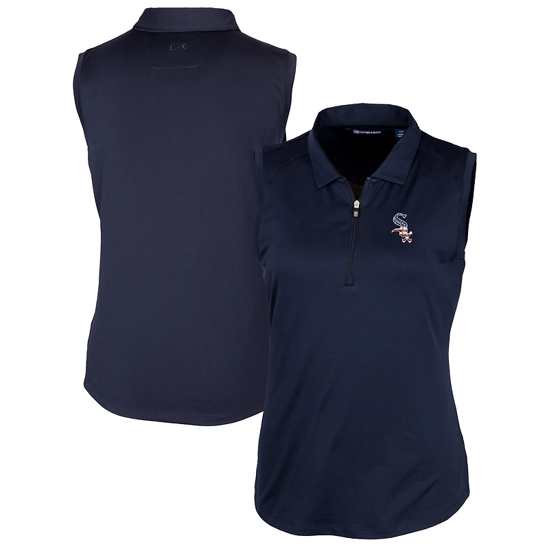 Polo sans manches extensible DryTec Forge pour femme, bleu marine, avec logo Americana des Chicago White Sox et Cutter & Buck