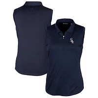 Polo sans manches extensible DryTec Forge pour femme, bleu marine, avec logo Americana des Chicago White Sox et Cutter & Buck