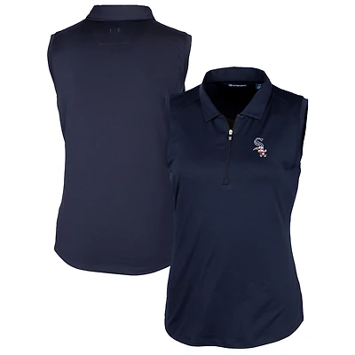 Women's Cutter & Buck Navy Chicago White Sox Americana Logo DryTec Forge Stretch Sleeveless Polo