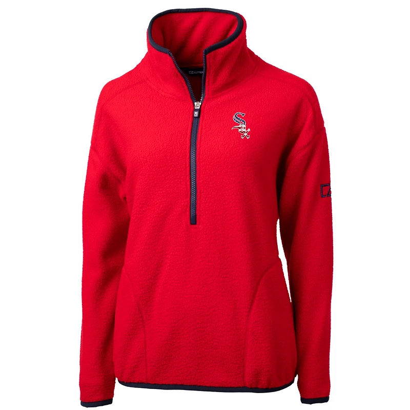 Women's Cutter & Buck Red Chicago White Sox Americana Logo Cascade Eco Sherpa Fleece Half-Zip Pullover Jacket