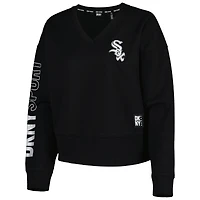Women's DKNY Sport Black Chicago White Sox Lily V-Neck Pullover Sweatshirt