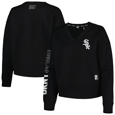 Sweat-shirt à encolure en V DKNY Sport Chicago White Sox Lily pour femme, noir
