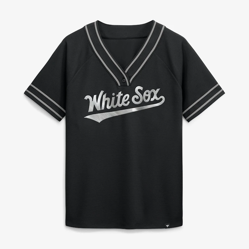 Women's Fanatics Black Chicago White Sox Diva Race Ahead Raglan V-Neck T-Shirt
