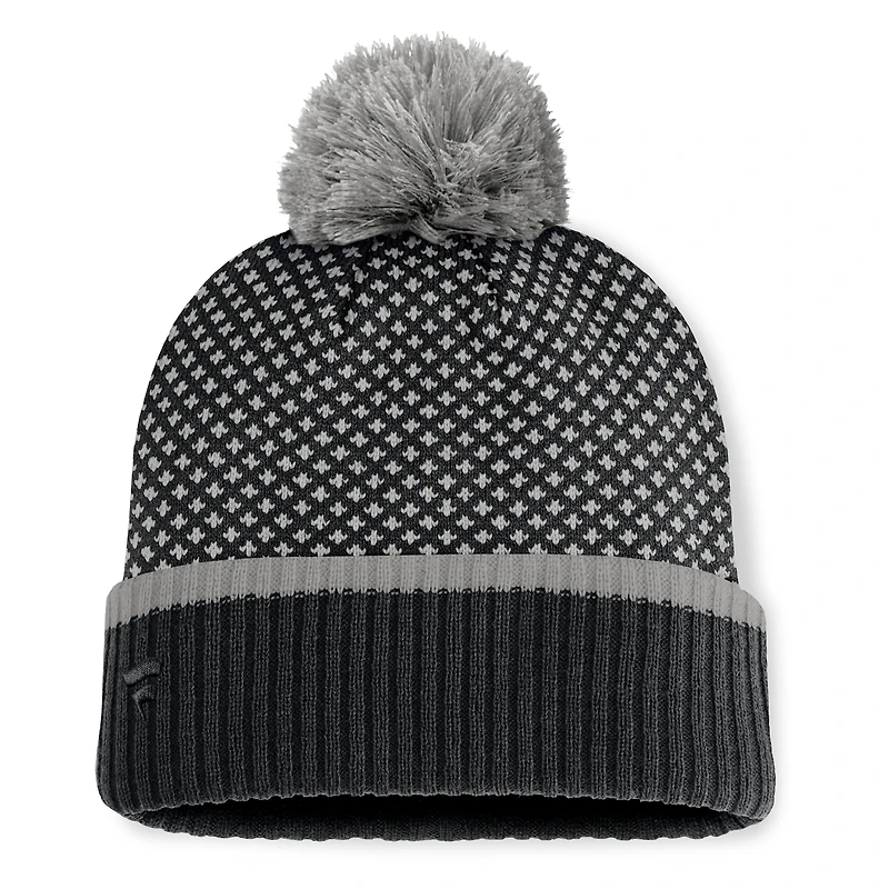 Women's Fanatics Black Chicago White Sox Fundamental Jacquard Cuffed Knit Hat with Pom