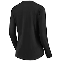 T-shirt à manches longues et col en V avec logo officiel des Chicago White Sox Fanatics pour femmes, noir