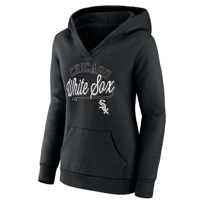 Women's Fanatics Black Chicago White Sox Simplicity Crossover V-Neck Pullover Hoodie