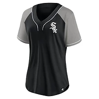 T-shirt noir à col en V Fanatics pour femmes des White Sox de Chicago Ultimate Style Raglan
