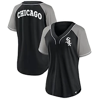 T-shirt noir à col en V Fanatics pour femmes des White Sox de Chicago Ultimate Style Raglan