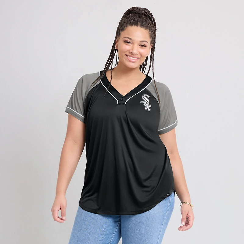 T-shirt noir à col en V Fanatics pour femmes des White Sox de Chicago Ultimate Style Raglan