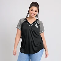 T-shirt noir à col en V Fanatics pour femmes des White Sox de Chicago Ultimate Style Raglan