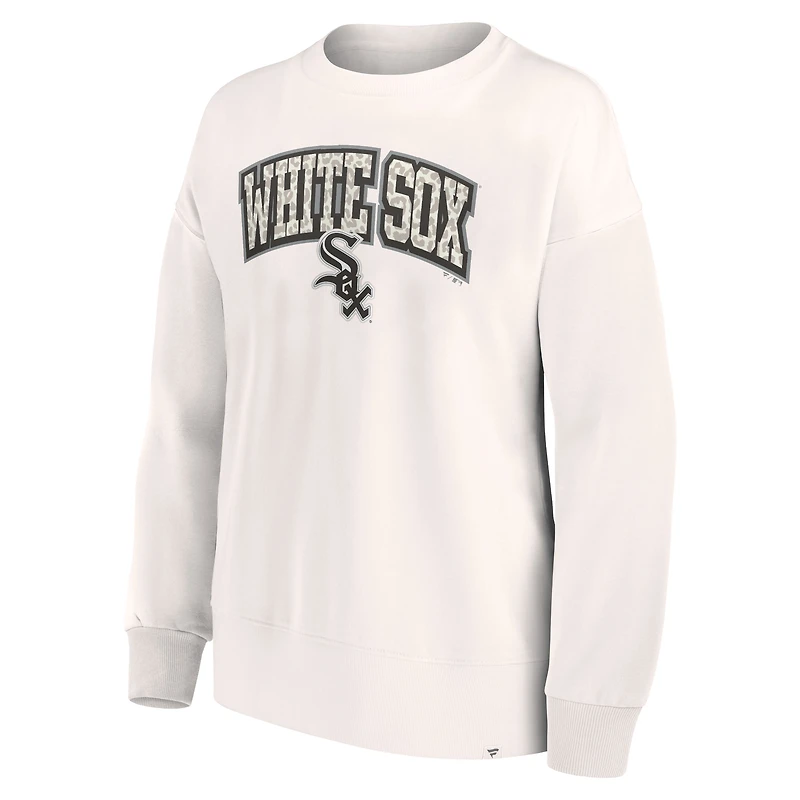 Women's Fanatics Cream Chicago White Sox Leopard Pullover Sweatshirt