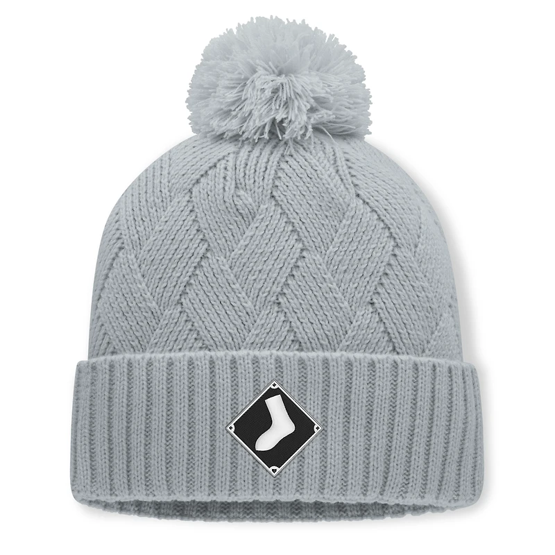 Women's Fanatics Gray Chicago White Sox Shifted Knit Hat with Pom