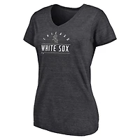 T-shirt à col en V Fanatics Heather Charcoal pour femmes, leader de la ligue des White Sox Chicago