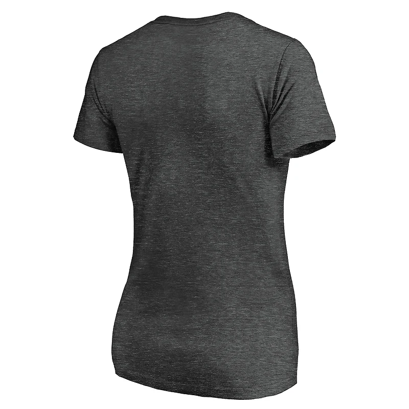 Women's Fanatics Heathered Charcoal Chicago White Sox Team Logo Lockup V-Neck T-Shirt