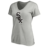 Women's Fanatics Heathered Gray Chicago White Sox Core Official Logo V-Neck T-Shirt