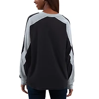 T-shirt à manches longues G-III 4Her par Carl Banks pour femmes, noir/argent, Chicago White Sox Smash Raglan