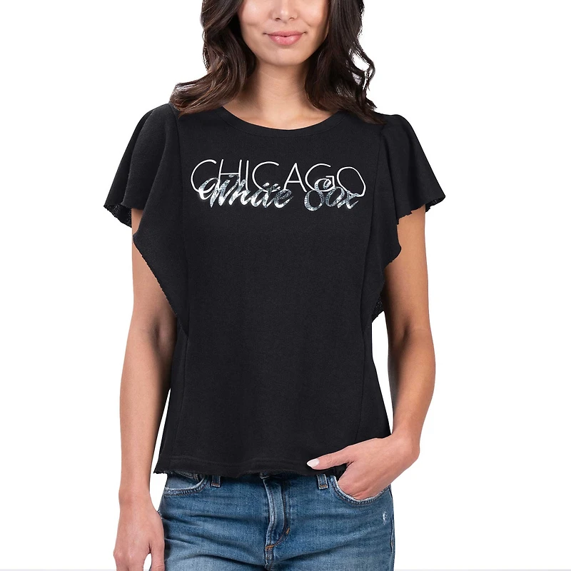 Women's G-III 4Her by Carl Banks Black Chicago White Sox Crowd Wave T-Shirt