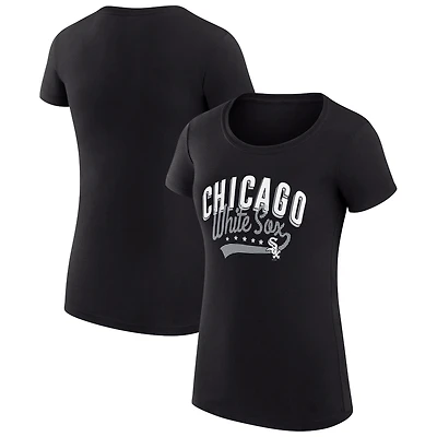 Women's G-III 4Her by Carl Banks Black Chicago White Sox Super-Slim Fit Lightweight Filigree Team T-Shirt