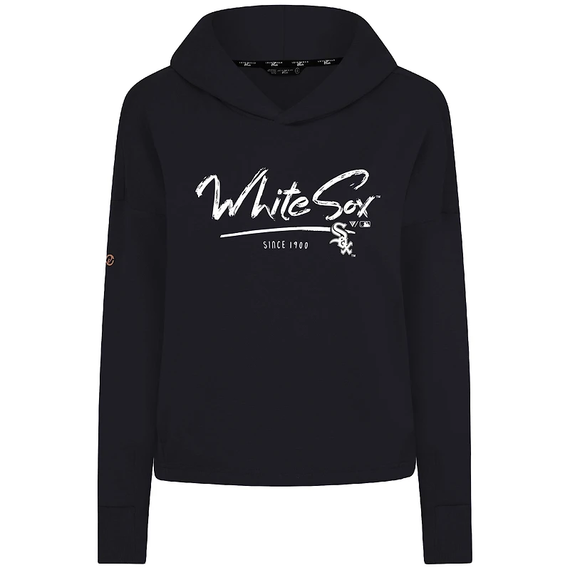 Sweat à capuche court noir pour femme Levelwear Chicago White Sox Accolade Sweet Express en mélange tricolore