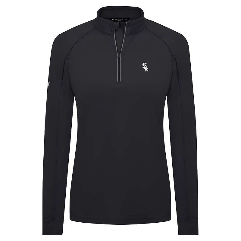 Haut à glissière quart de tour Kinetic Insignia 2.0 Raglan pour femme Levelwear noir des Chicago White Sox