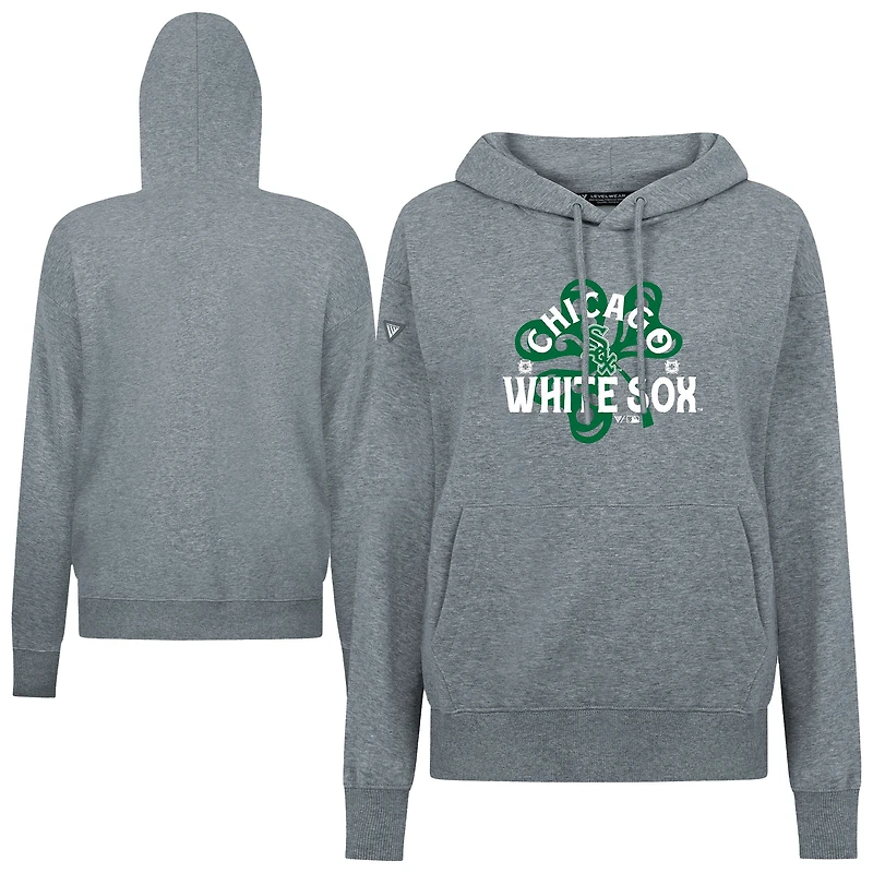 Women's Levelwear Chicago White Sox St. Patrick's Day Adorn Shamrock Pullover Hoodie
