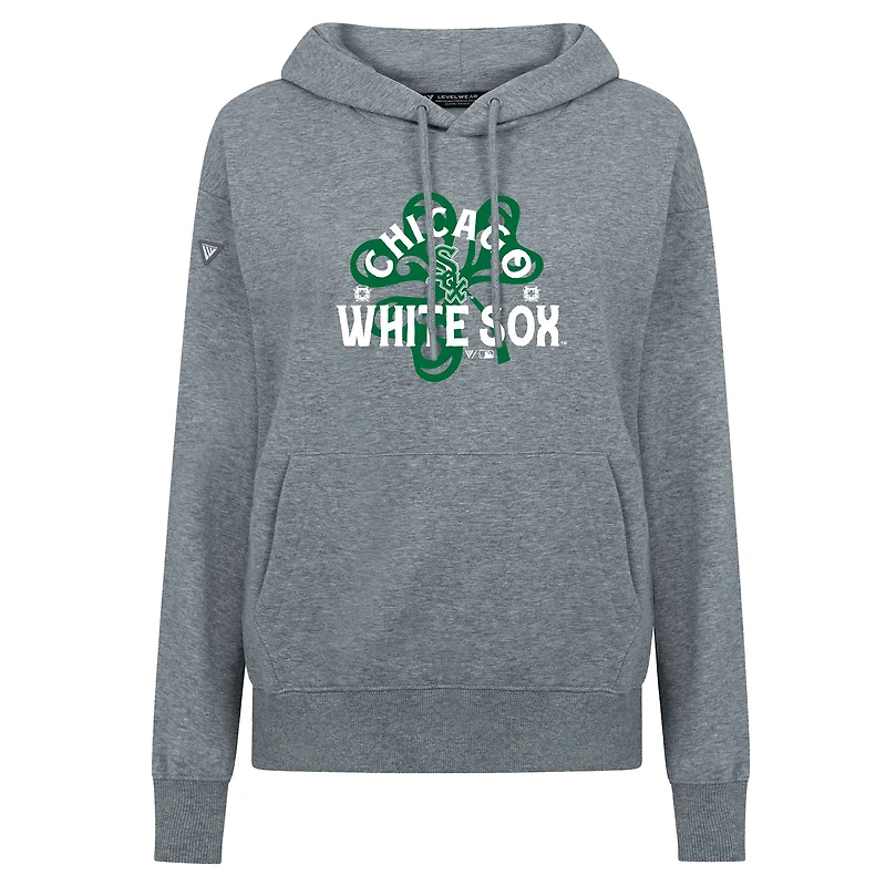 Sweat à capuche gris pour femme avec imprimé trèfle des Chicago White Sox de la Saint-Patrick