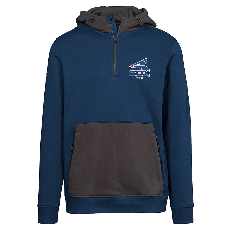 Women's Levelwear Navy Chicago White Sox Cooperstown Collection Chicane Core Logo Quarter-Zip Pullover Hoodie