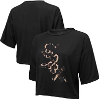 T-shirt court léopard Majestic Threads Chicago White Sox pour femme, noir