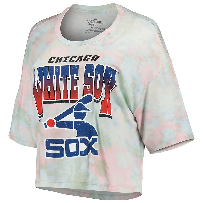 Majestic Threads Chicago White Sox Cooperstown Collection T-shirt court à trois mélanges tie-dye boxy pour femme