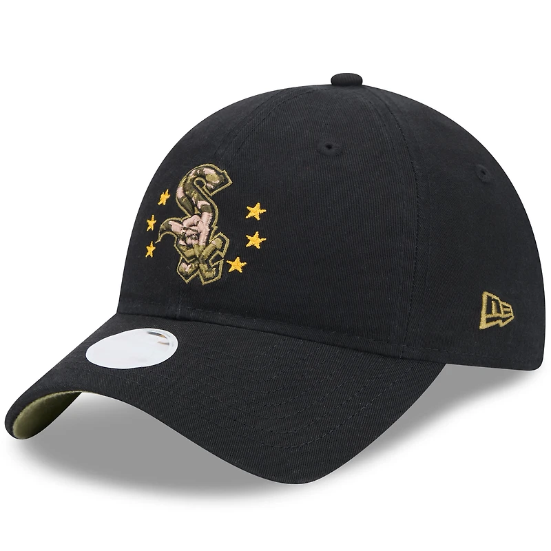 Casquette réglable New Era noire Chicago White Sox 2024 Armed Forces Day 9TWENTY pour femme