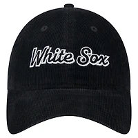 Casquette ajustable en velours côtelé 9TWENTY noire Chicago White Sox pour femme de New Era