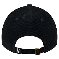 Casquette ajustable en velours côtelé 9TWENTY noire Chicago White Sox pour femme de New Era