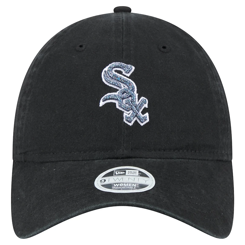 Casquette ajustable Glitz 9TWENTY noire Chicago White Sox New Era pour femme