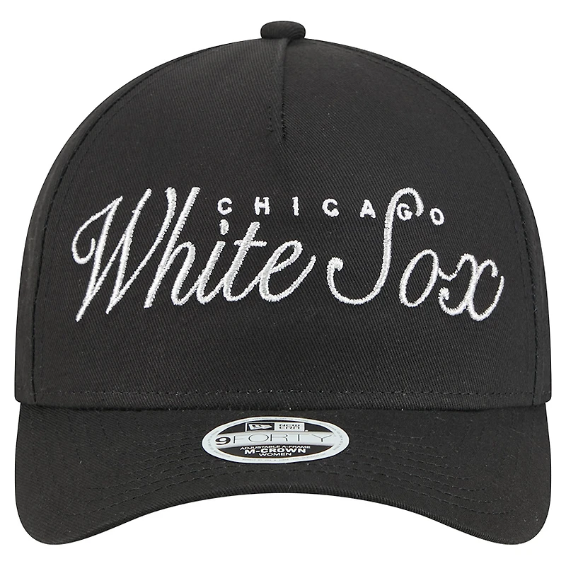 Casquette ajustable New Era noire métallisée 9FORTY Chicago White Sox pour femme
