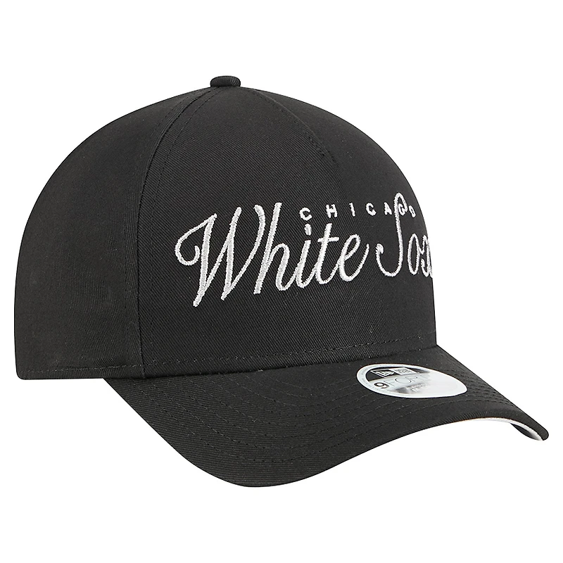 Women's New Era Black Chicago White Sox Metallic A-Frame 9FORTY Adjustable Hat