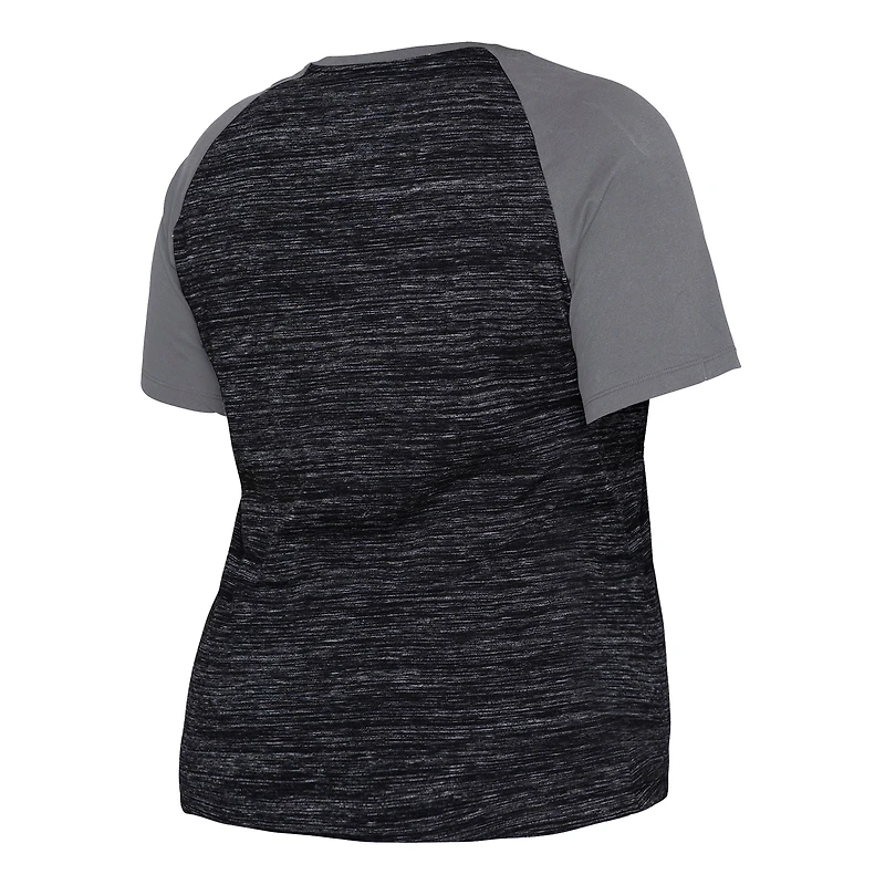 T-shirt à encolure en V raglan teint par espacement pour femme New Era noir Chicago White Sox grande taille