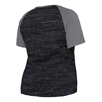 T-shirt à encolure en V raglan teint par espacement pour femme New Era noir Chicago White Sox grande taille