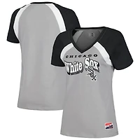 Women's New Era Gray Chicago White Sox Heathered Raglan V-Neck T-Shirt