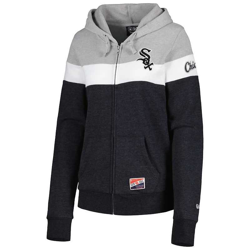 Blouson à capuche et fermeture éclair intégrale New Era Heather Black Chicago White Sox pour femme