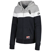 Blouson à capuche et fermeture éclair intégrale New Era Heather Black Chicago White Sox pour femme