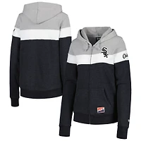 Blouson à capuche et fermeture éclair intégrale New Era Heather Black Chicago White Sox pour femme