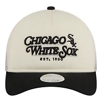 Women's New Era Light Beige/Black Chicago White Sox Retro 9FORTY M-Crown A-Frame Trucker Adjustable Hat