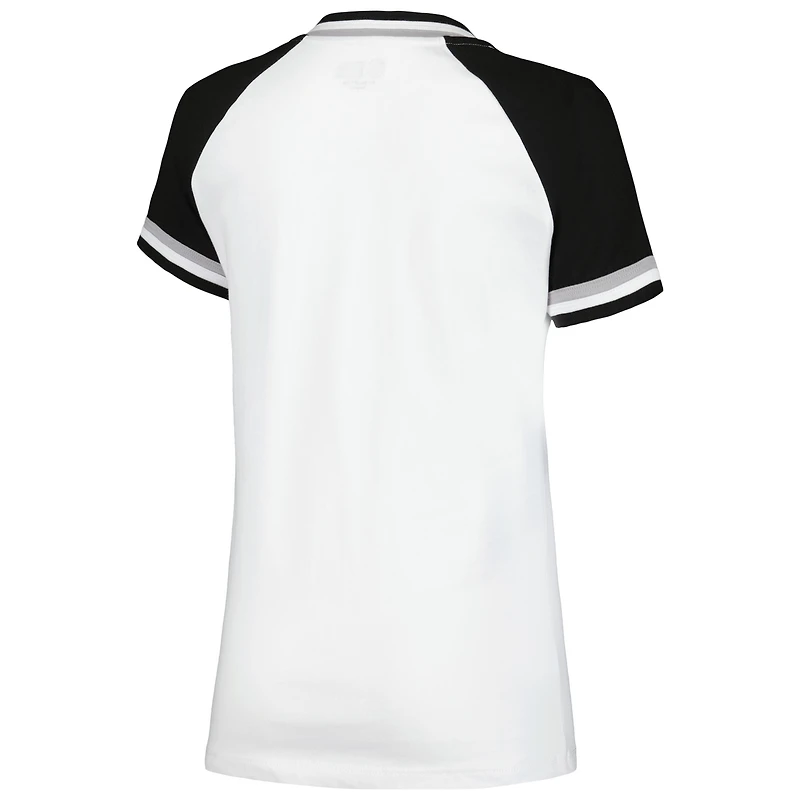 T-shirt New Era blanc à col en V et raglan jersey des White Sox de Chicago pour femme